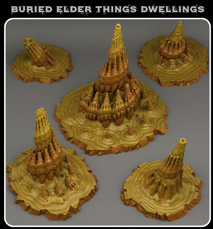 3D Printed Fantastic Plants and Rocks Burried Elder Things Dwellings 28mm - 32mm D&D Wargaming (Online Only)