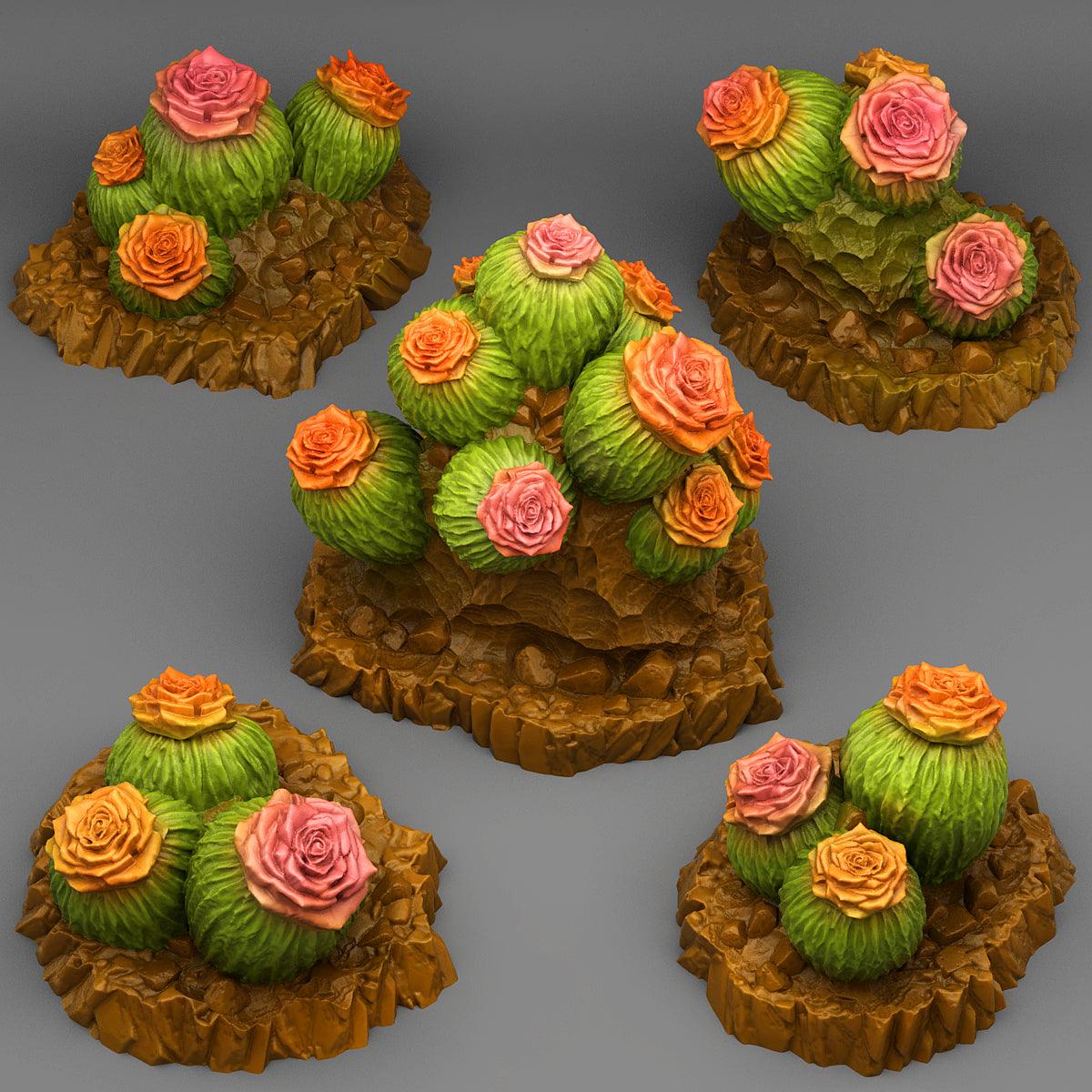 3D Printed Fantastic Plants and Rocks Cactus Flowers 28mm - 32mm D&D Wargaming (Online Only)