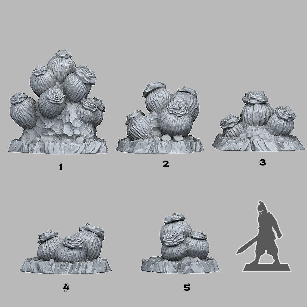 3D Printed Fantastic Plants and Rocks Cactus Flowers 28mm - 32mm D&D Wargaming (Online Only)