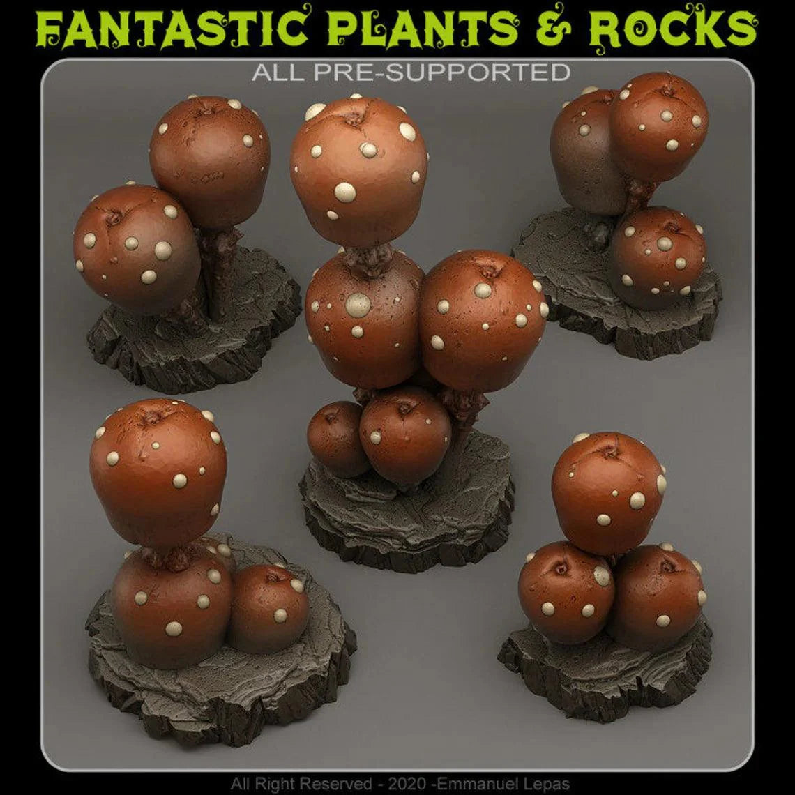 3D Printed Fantastic Plants and Rocks Candy Mushrooms 28mm - 32mm D&D Wargaming (Online Only)