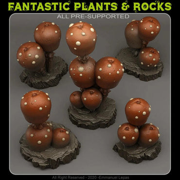 3D Printed Fantastic Plants and Rocks Candy Mushrooms 28mm - 32mm D&D Wargaming (Online Only)