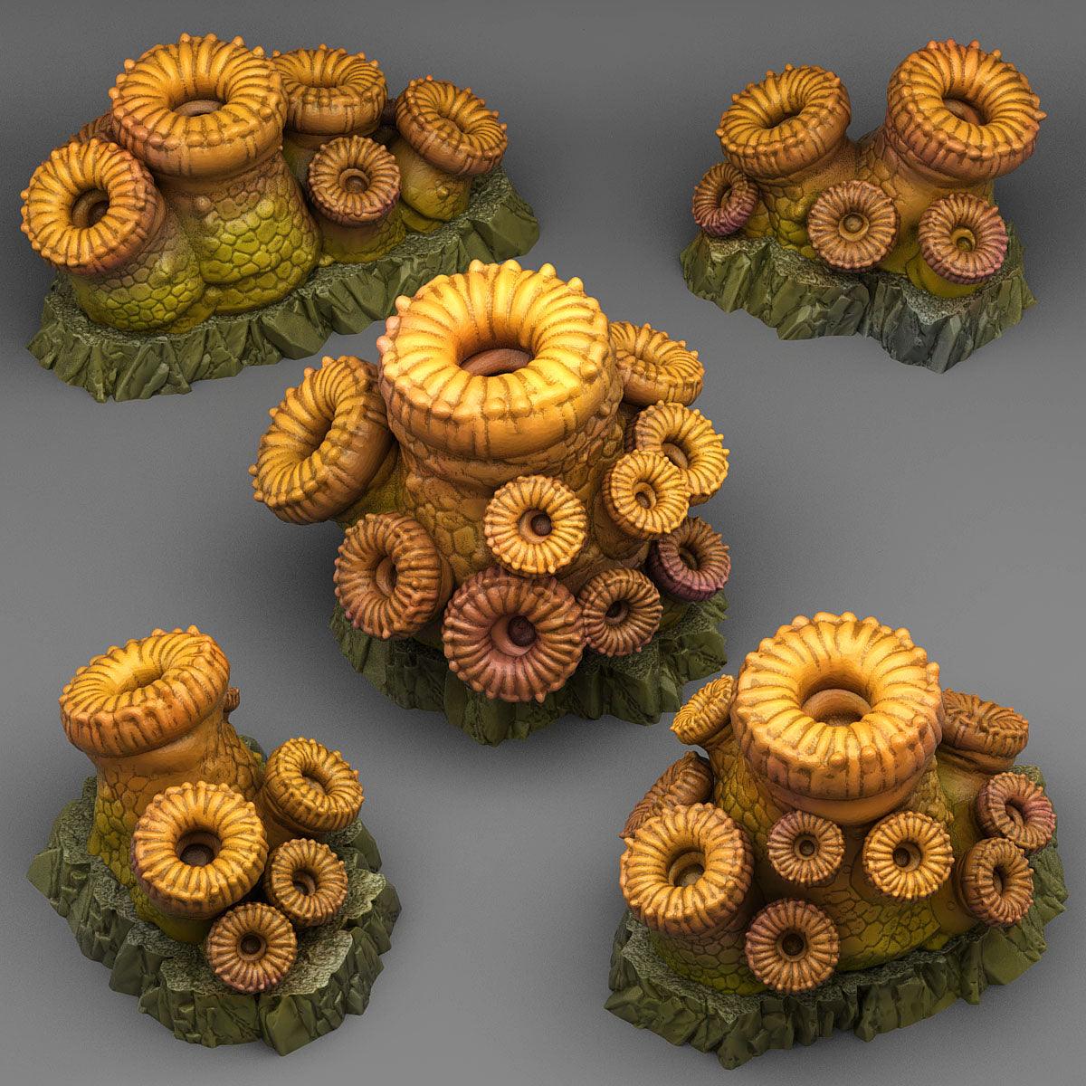 3D Printed Fantastic Plants and Rocks Cannon Coral 28mm - 32mm D&D Wargaming (Online Only)
