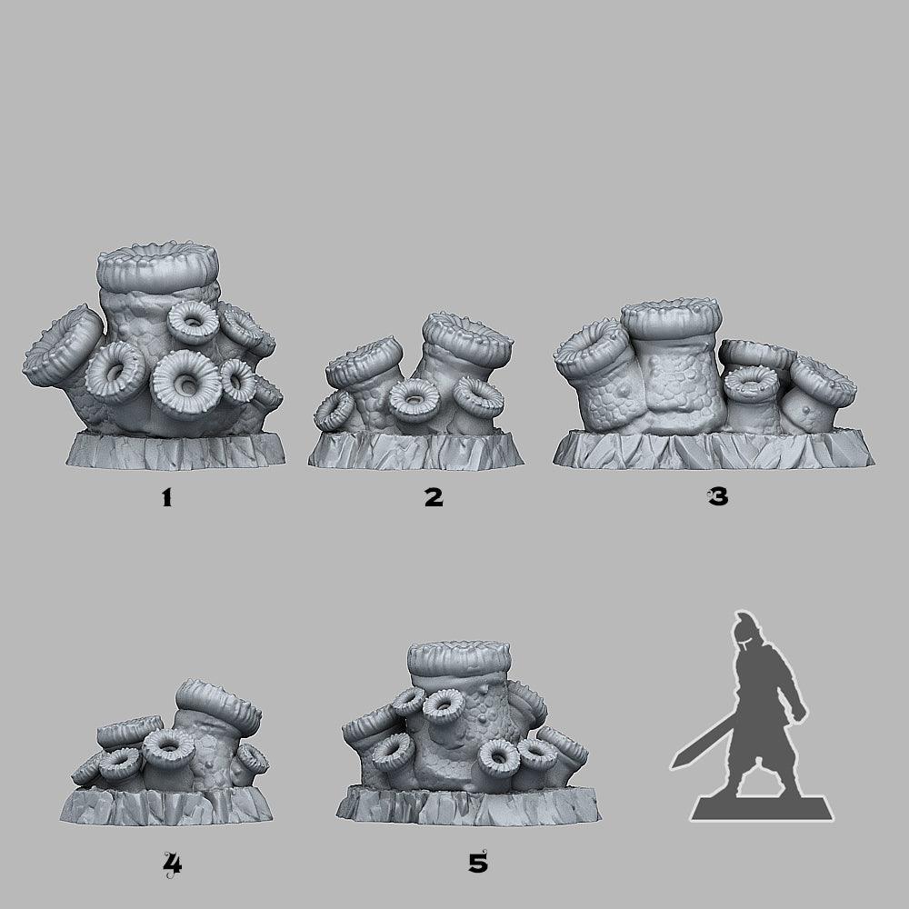 3D Printed Fantastic Plants and Rocks Cannon Coral 28mm - 32mm D&D Wargaming (Online Only)