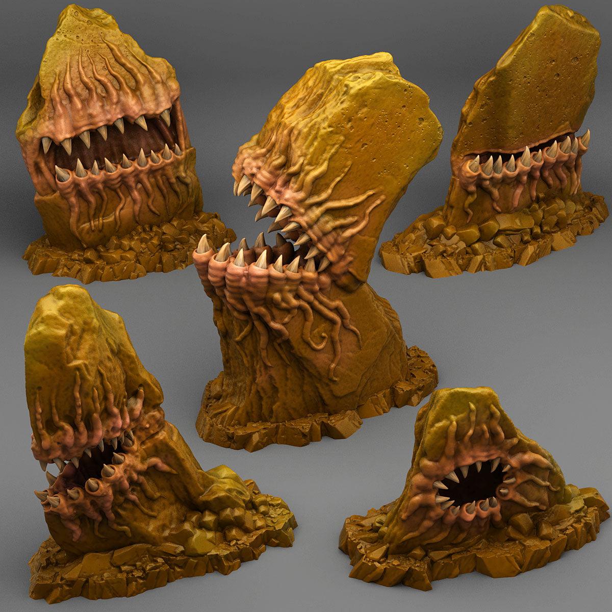 3D Printed Fantastic Plants and Rocks Carnivorous Stones 28mm - 32mm D&D Wargaming (Online Only)
