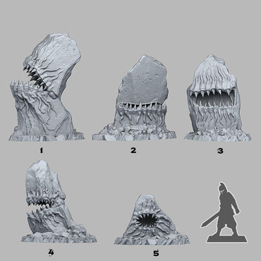 3D Printed Fantastic Plants and Rocks Carnivorous Stones 28mm - 32mm D&D Wargaming (Online Only)