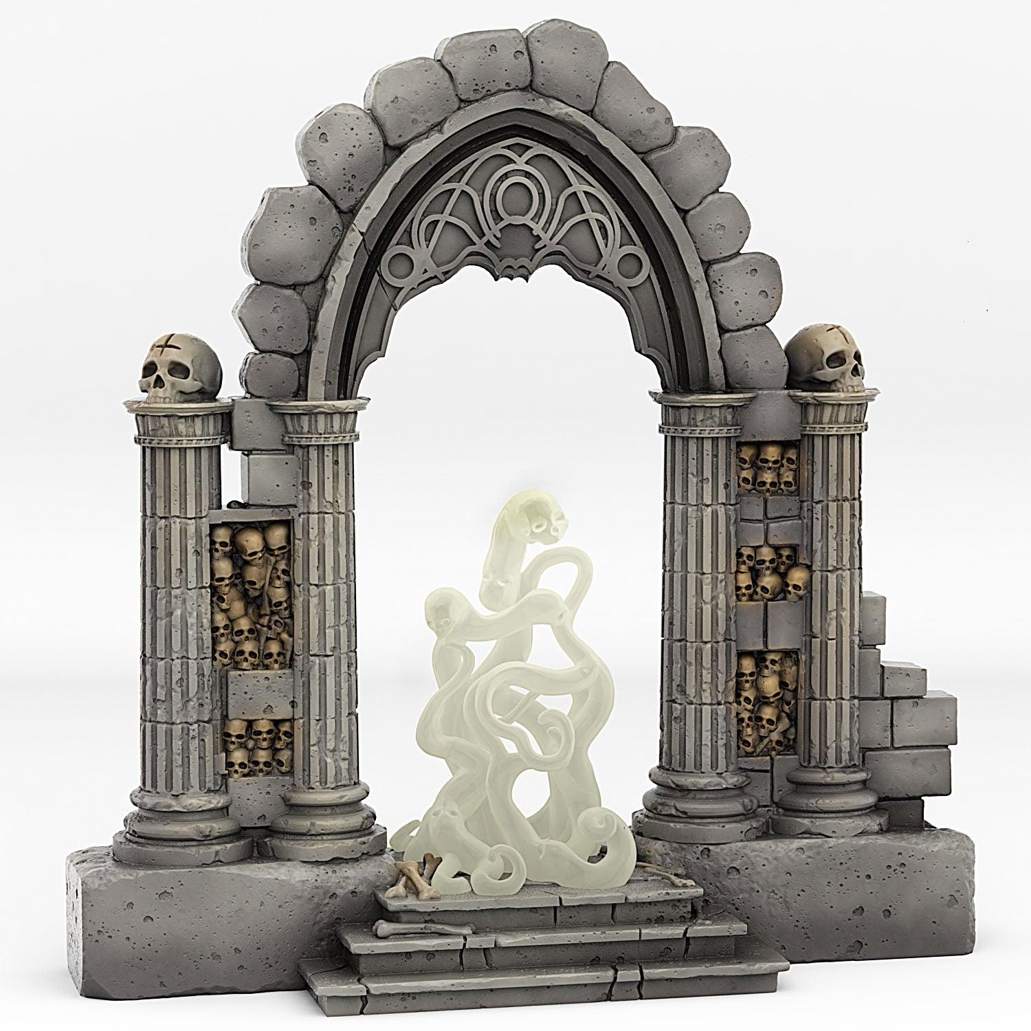 3D Printed Fantastic Plants and Rocks Catacomb Portal With Its Ghost Skulls Effect 28mm - 32mm D&D Wargaming (Online Only)