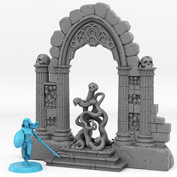 3D Printed Fantastic Plants and Rocks Catacomb Portal With Its Ghost Skulls Effect 28mm - 32mm D&D Wargaming (Online Only)