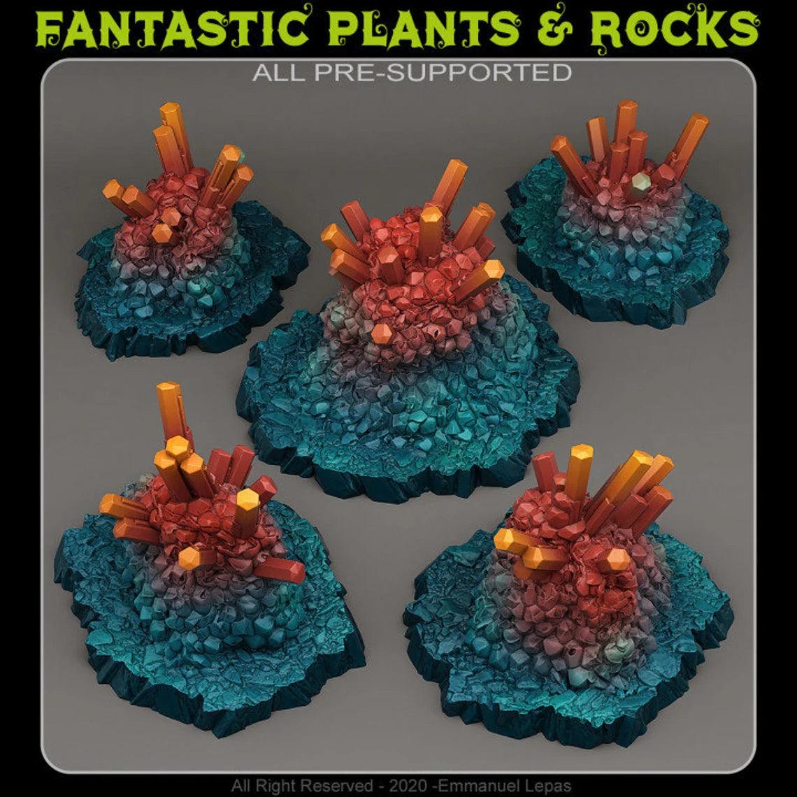 3D Printed Fantastic Plants and Rocks Cave Blazing Crystals 28mm - 32mm D&D Wargaming (Online Only)