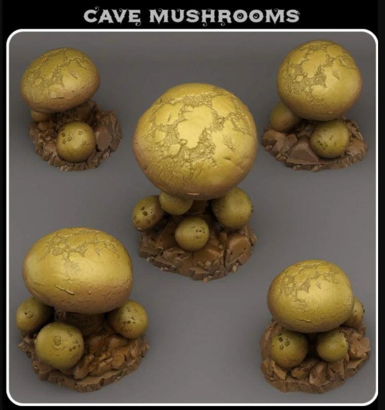 3D Printed Fantastic Plants and Rocks Cave Mushrooms 28mm - 32mm D&D Wargaming (Online Only)