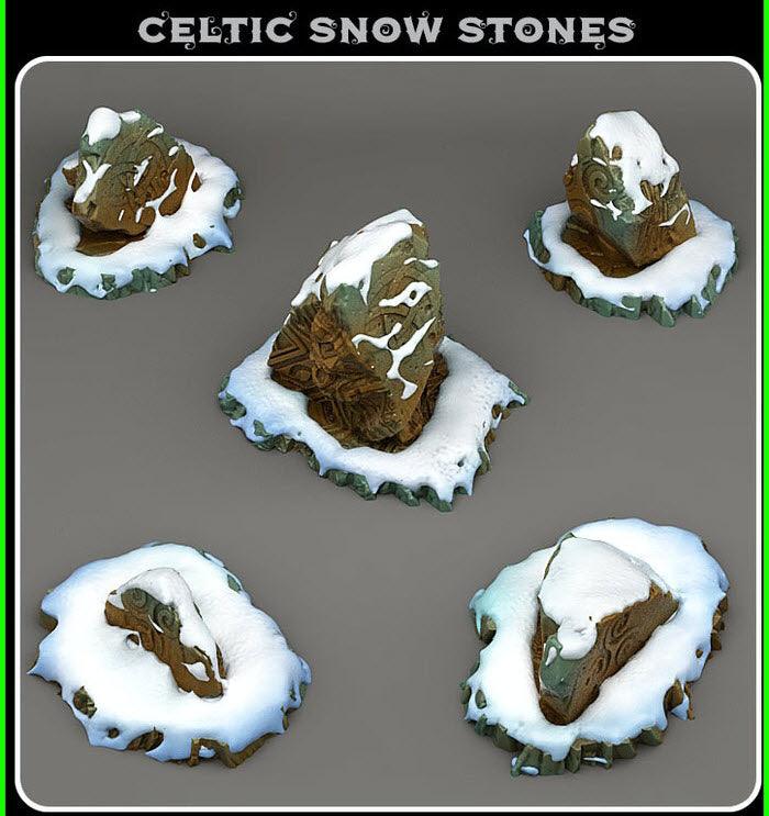 3D Printed Fantastic Plants and Rocks Celtic Snow Stones 28mm - 32mm D&D Wargaming (Online Only)