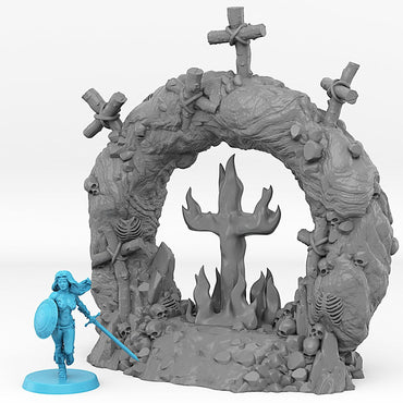 3D Printed Fantastic Plants and Rocks Cemetery Portal With Its Cross Effect 28mm - 32mm D&D Wargaming (Online Only)