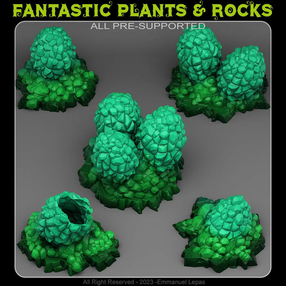 3D Printed Fantastic Plants and Rocks Crystal Dragon Eggs 28mm - 32mm D&D Wargaming (Online Only)