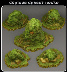 3D Printed Fantastic Plants and Rocks Curious Grassy Rocks 28mm - 32mm D&D Wargaming (Online Only)