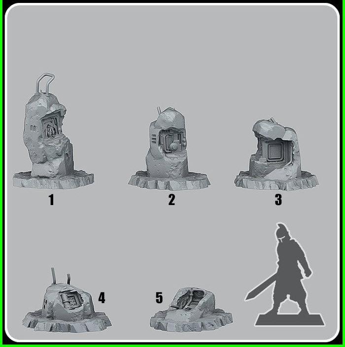 3D Printed Fantastic Plants and Rocks Cyber Stones 28mm - 32mm D&D Wargaming (Online Only)