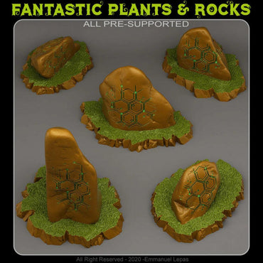 3D Printed Fantastic Plants and Rocks Cybernetic Stones 28mm - 32mm D&D Wargaming (Online Only)