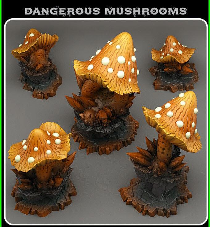 3D Printed Fantastic Plants and Rocks Dangerous Mushrooms 28mm - 32mm D&D Wargaming (Online Only)