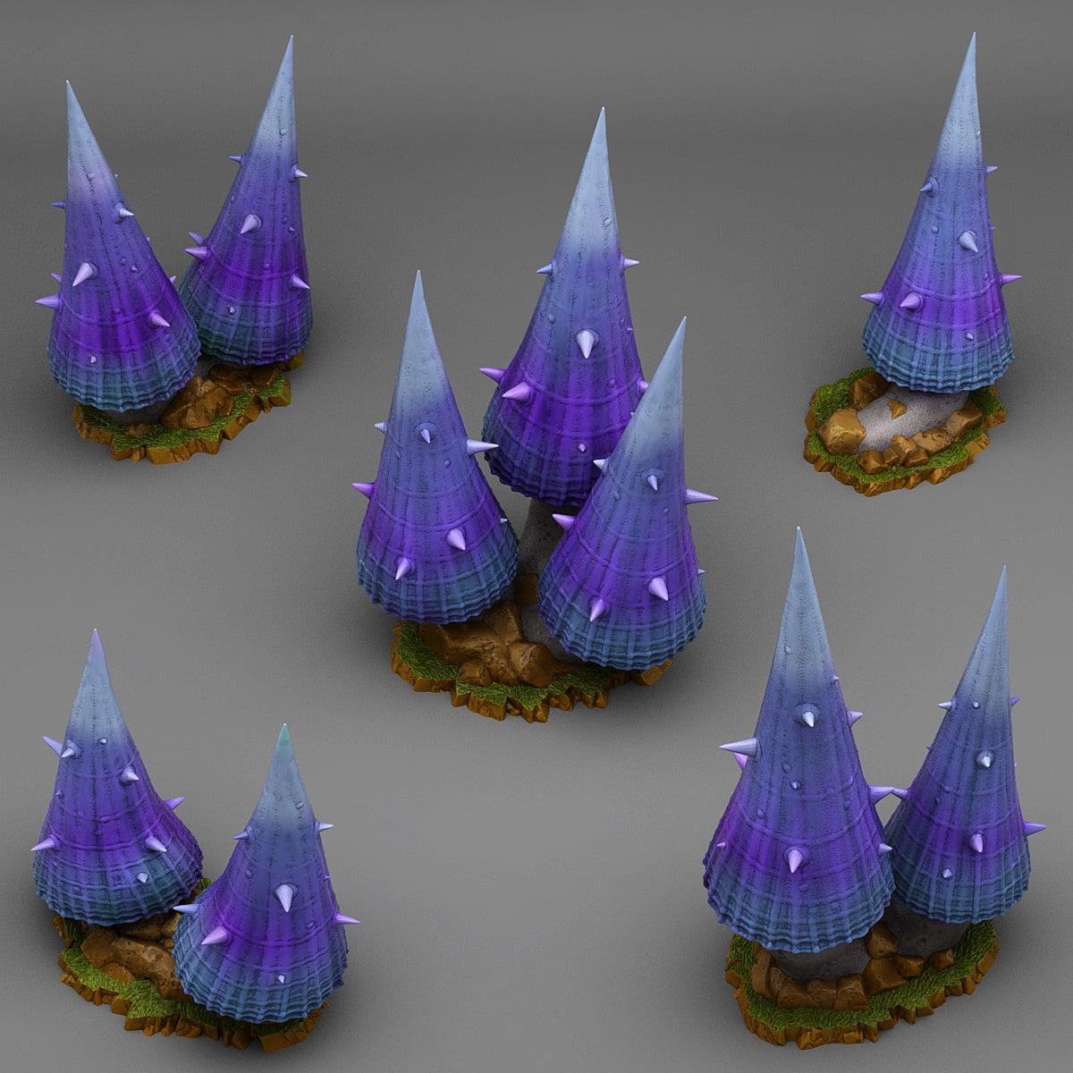 3D Printed Fantastic Plants and Rocks DANGEROUS PURPLE MUSHROOMS 28mm - 32mm D&D Wargaming (Online Only)