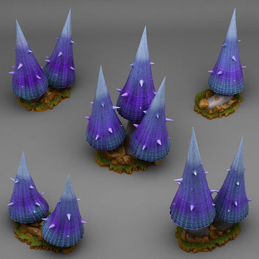 3D Printed Fantastic Plants and Rocks DANGEROUS PURPLE MUSHROOMS 28mm - 32mm D&D Wargaming (Online Only)