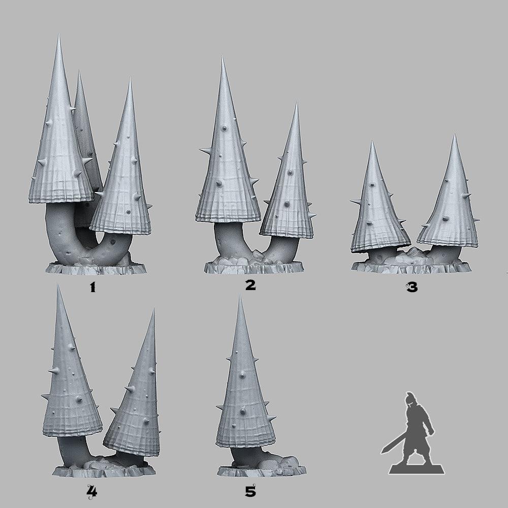 3D Printed Fantastic Plants and Rocks DANGEROUS PURPLE MUSHROOMS 28mm - 32mm D&D Wargaming (Online Only)