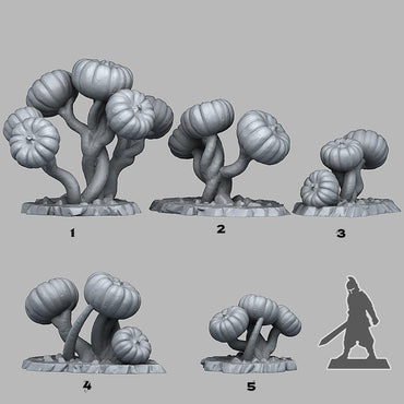 3D Printed Fantastic Plants and Rocks Dark Pumpkin Trees 28mm - 32mm D&D Wargaming (Online Only)
