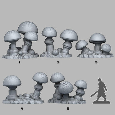 3D Printed Fantastic Plants and Rocks DATA SHROOMS 28mm - 32mm D&D Wargaming (Online Only)