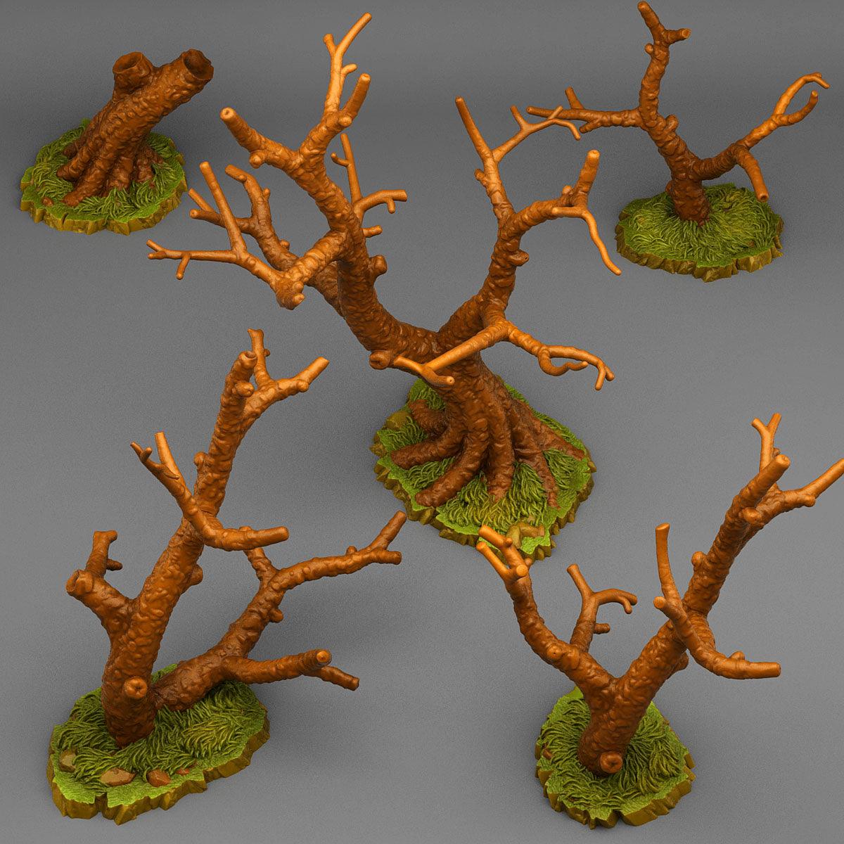 3D Printed Fantastic Plants and Rocks Dead Trees 28mm - 32mm D&D Wargaming (Online Only)