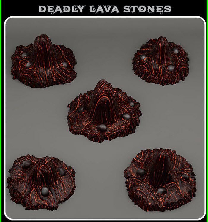 3D Printed Fantastic Plants and Rocks Deadly Lava Stones 28mm - 32mm D&D Wargaming (Online Only)