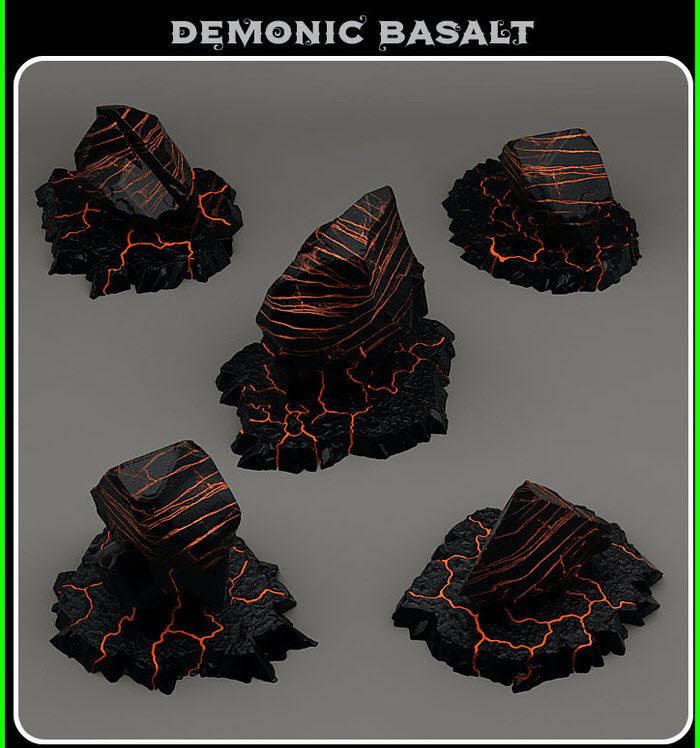 3D Printed Fantastic Plants and Rocks Demonic Basalt 28mm - 32mm D&D Wargaming (Online Only)