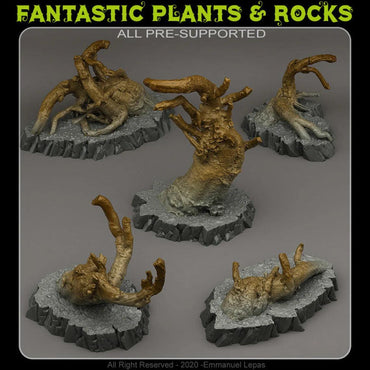 3D Printed Fantastic Plants and Rocks Desolation Trees 28mm - 32mm D&D Wargaming (Online Only)