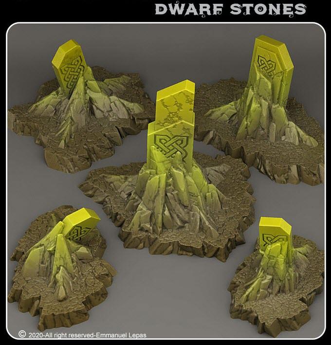 3D Printed Fantastic Plants and Rocks Dwarf Stones 28mm - 32mm D&D Wargaming (Online Only)