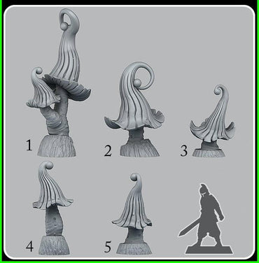 3D Printed Fantastic Plants and Rocks Enchanted Mushrooms 28mm - 32mm D&D Wargaming (Online Only)