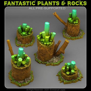 3D Printed Fantastic Plants and Rocks ENERGY CRYSTALS 28mm - 32mm D&D Wargaming (Online Only)