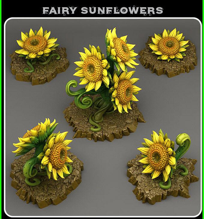 3D Printed Fantastic Plants and Rocks Fairy Sunflowers 28mm - 32mm D&D Wargaming (Online Only)