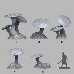 3D Printed Fantastic Plants and Rocks Fantasy Mushrooms 28mm - 32mm D&D Wargaming (Online Only)