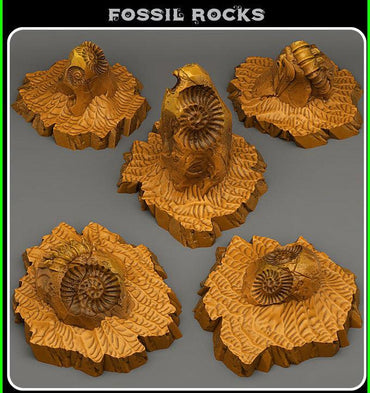 3D Printed Fantastic Plants and Rocks Fossil Rocks 28mm - 32mm D&D Wargaming (Online Only)