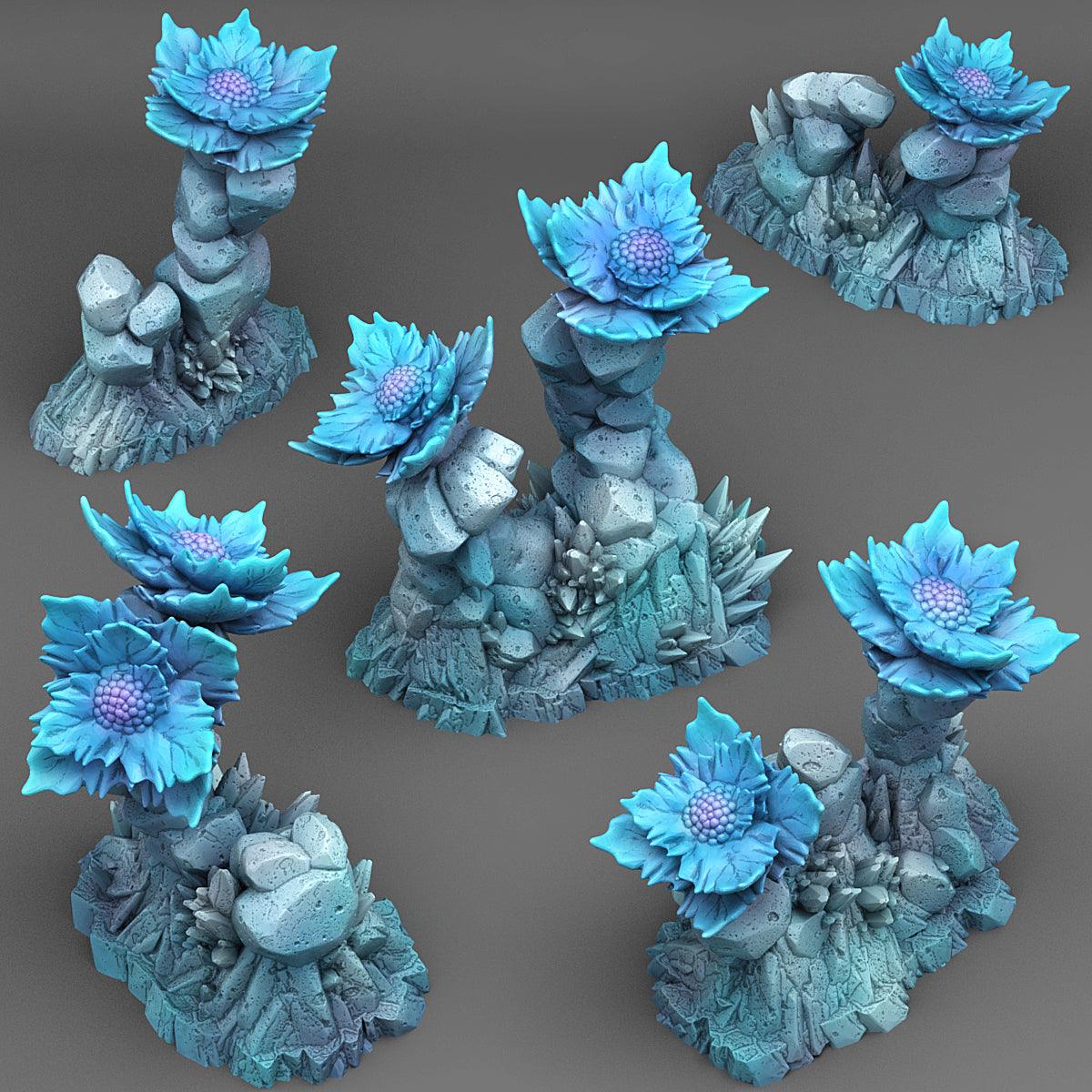 3D Printed Fantastic Plants and Rocks Frozen Flowers 28mm - 32mm D&D Wargaming (Online Only)