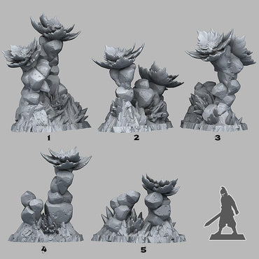 3D Printed Fantastic Plants and Rocks Frozen Flowers 28mm - 32mm D&D Wargaming (Online Only)