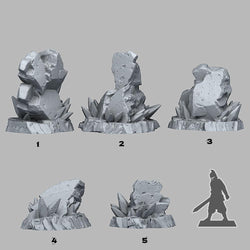 3D Printed Fantastic Plants and Rocks Frozen Rocks 28mm - 32mm D&D Wargaming (Online Only)