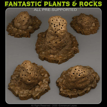 3D Printed Fantastic Plants and Rocks Giant Anthills 28mm - 32mm D&D Wargaming (Online Only)