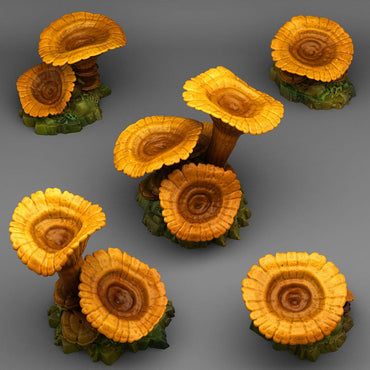 3D Printed Fantastic Plants and Rocks Giant Orange Mushrooms 28mm - 32mm D&D Wargaming (Online Only)