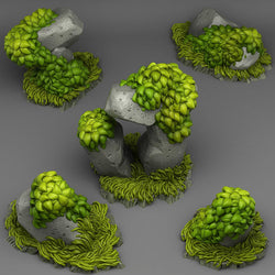 3D Printed Fantastic Plants and Rocks Grassy Rocks 28mm - 32mm D&D Wargaming (Online Only)