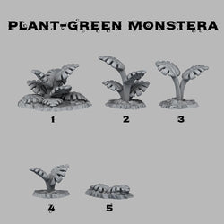 3D Printed Fantastic Plants and Rocks Green Monstera 28mm - 32mm D&D Wargaming (Online Only)