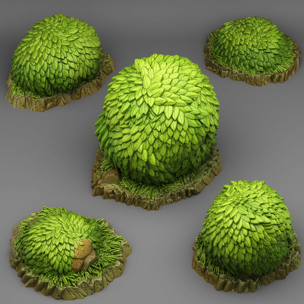 3D Printed Fantastic Plants and Rocks GREEN ROUND BUSH 28mm - 32mm D&D Wargaming (Online Only)