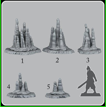 3D Printed Fantastic Plants and Rocks Ice Stalagmites 28mm - 32mm D&D Wargaming (Online Only)