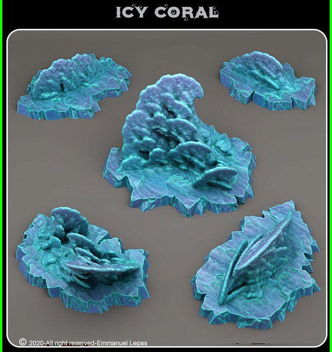 3D Printed Fantastic Plants and Rocks Icy Coral 28mm - 32mm D&D Wargaming (Online Only)