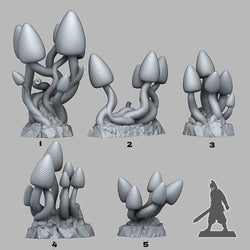 3D Printed Fantastic Plants and Rocks Lemondrop Mushrooms 28mm - 32mm D&D Wargaming (Online Only)