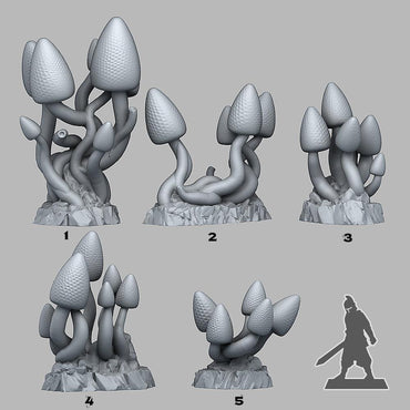 3D Printed Fantastic Plants and Rocks Lemondrop Mushrooms 28mm - 32mm D&D Wargaming (Online Only)