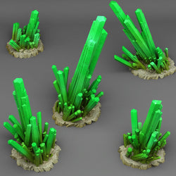 3D Printed Fantastic Plants and Rocks Lethal Green Krystals 28mm - 32mm D&D Wargaming (Online Only)