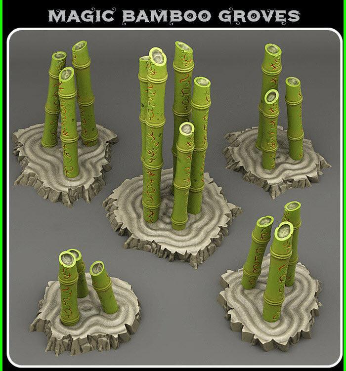 3D Printed Fantastic Plants and Rocks Magic Bamboo Groves 28mm - 32mm D&D Wargaming (Online Only)