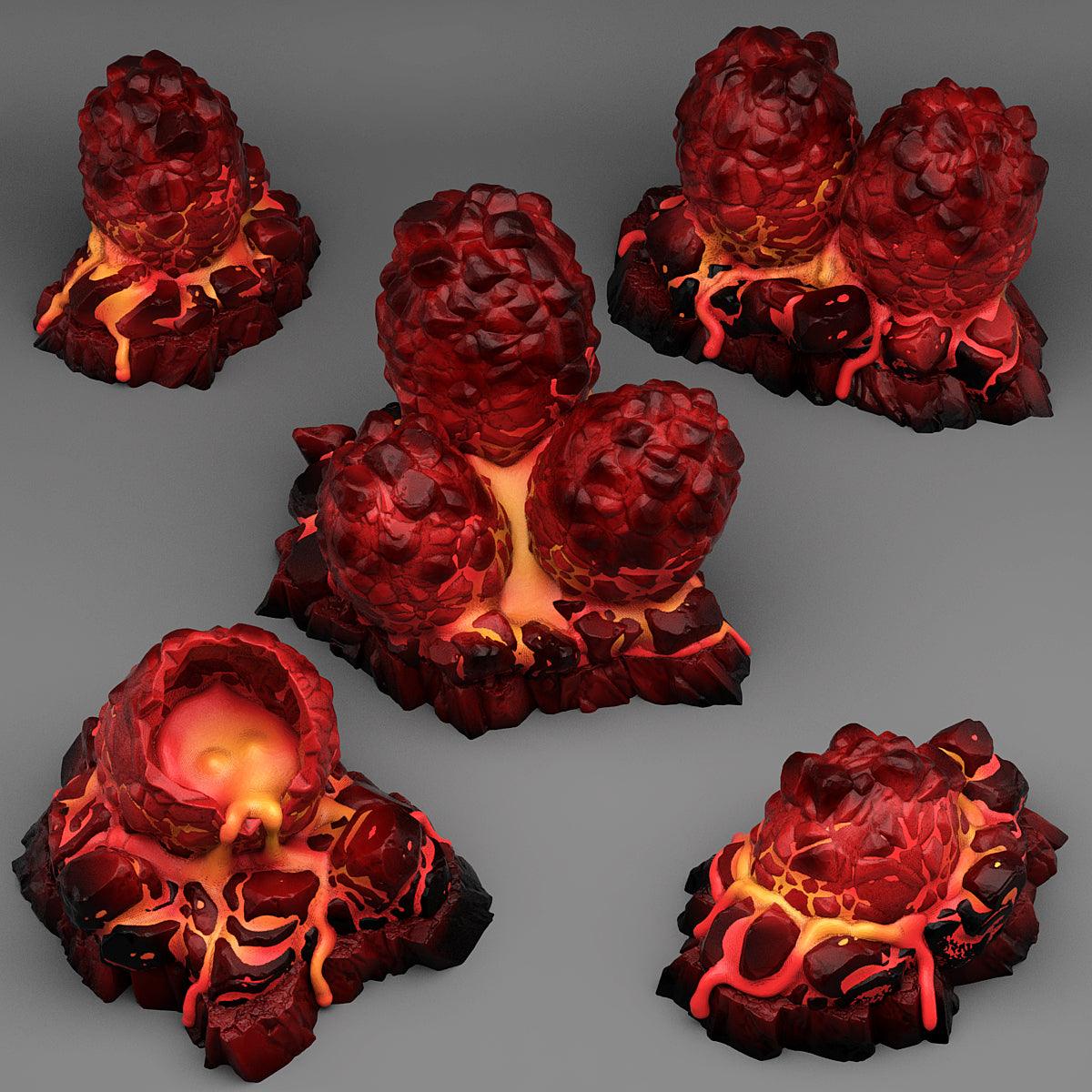 3D Printed Fantastic Plants and Rocks Magma Dragon Eggs 28mm - 32mm D&D Wargaming (Online Only)